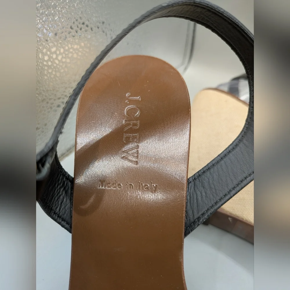 J.Crew LILA Black Patent Leather Strappy Platform Wedge Sandals Made in Italy 9